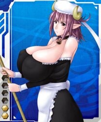 00s 1girls breasts card_(medium) card_(r) cleavage covered_erect_nipples cow_girl female female_focus female_only hefa horns huge_breasts human lilith-soft maid official_art pointy_ears puffy_nipples solo tagme taimanin_(series) taimanin_asagi taimanin_asagi_battle_arena taimanin_asagi_battle_arena_all_card_gallery taimanin_asagi_kessen_arena zundarepon