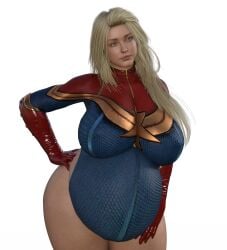 1girls 3d belly big_belly big_breasts blonde_hair breasts captain_marvel carol_danvers female huge_breasts marvel marvel_comics nipple_bulge pregnant solo tetzila