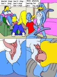 anal anal_fingering anthro bedroom bedroom_eyes blonde_hair blue_body blue_fur breasts clitoris clothed clothing comic cunnilingus dialogue english_text female female_penetrated fingering fluffy fluffy_tail fur genitals group hair kthanid_(artist) male male/female male_penetrating male_penetrating_female mammal martin_mink mink monica_(rutwell) monotreme mustelid musteline narrowed_eyes nipples oral page_9 page_number panties panties_down partially_clothed penetration platypus platypus_tail rutwell_forest seductive sex sheila_platypus shelby_platypus tail text tongue tongue_out true_musteline underwear underwear_down vaginal_penetration white_body white_fur yellow_tail