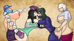 2d 2d_(artwork) 2futas 2girls areolae bent_over big_breasts black_hair breasts captain_freeman clothed clothing female forced fortnite fortnite:_battle_royale futa_on_female futadom futanari human kissing leelah_(fortnite) lexa_(fortnite) light-skinned_female light-skinned_futanari light_skin long_hair mostly_nude my_hero_academia nipples oc rough_sex self_upload sex short_hair side_view standing tokage_setsuna