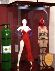 3d bound bound_arms bound_legs completely_nude completely_nude_female jessica_rabbit mannequin nude nude_female red_hair thejpeger trophy_case who_framed_roger_rabbit