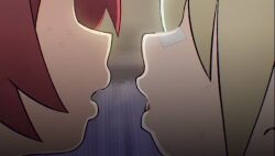 2girls animated anime artist_request blonde_hair canonical_scene female female_only kim_pine kiss kissing lesbian lips red_hair roxanne_richter saliva_string saliva_trail scott_pilgrim scott_pilgrim_takes_off video yuri