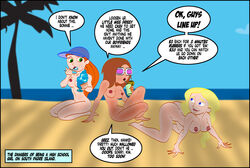 3girls bonnie_rockwaller col_kink disney female female_only human kim_possible kimberly_ann_possible multiple_females multiple_girls nipples nude straight_hair tara_(kim_possible)