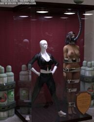 3d batman_(series) bound bound_arms bound_legs completely_nude_female dc dc_comics mannequin nude nude_female talia_al_ghul thejpeger trophy_case