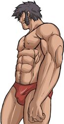 abs bara bulge color flaccid hayato_nekketsu human magnum_feering male male_only muscles muscular muscular_male nipples pecs penis rival_schools solo underwear