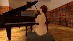 3d casual female fully_nude human lara_croft lara_croft_(classic) nudist pale_skin piano sitting tomb_raider tomb_raider_remastered