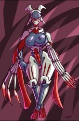 big_breasts garuda_(warframe) hand_on_hip looking_at_viewer robot_girl vagina warframe