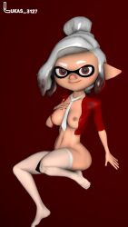 3d 3d_(artwork) gray_hair inkling inkling_girl lukas_3127 red_eyes socks splatoon tie