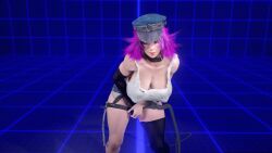 1girls 3d abs animated artist_request blue_eyes female hip_sway light-skinned_female pink_hair poison_(final_fight) shirt_up short_hair street_fighter sweat tagme thick_thighs video virt-a-mate virtamate