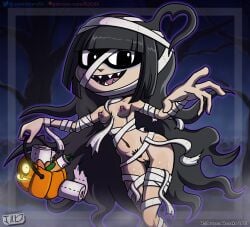 1girls 2023 black_eyes black_hair breasts fanart female foiletta halloween jackintaro level-5 looking_at_viewer mummy_costume nipples noroino_hanako pussy pussy_hair sharp_teeth solo toilet_paper yo-kai(species) yo-kai_watch yo-kai_watch_2 youkai_watch