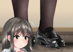 1boy 1boy1girl 1female 1girls 1male anime anime_style big_girl black_shoes blue_jeans blue_pants dark_shoes drawn dressed frightened giant giantess gray_hair grey_hair grey_hair_female grey_hair_male gts helpless helpless_male huge human humanoid illustration jeans light_blush long_gray_hair long_hair looking_down looking_down_at_another looking_down_at_partner looking_up_at_another looking_up_at_partner macrophilia noticed nylon_stockings nylons office office_clothing office_lady office_man red_tie scared scared_expression scared_face scared_shitless sfw short_male size size_comparison size_difference size_play size_queen small_male smaller_male smaller_male_larger_female submissive_male tall tall_female tall_girl taller_female taller_girl tiny_male unwilling unwilling_prey white_shirt white_skin white_skinned_female white_skinned_male yellow_eyes