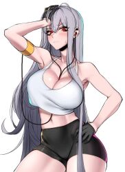 fit_female grey_hair gym headphones j.k. red_eyes selvaria_bles tagme valkyria_chronicles