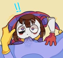 1boy 1girls 2023 2d 2d_(artwork) 2d_artwork balls balls_deep blowjob brown_hair daffodil_honey_(artist) female gagging glitch_productions gloves gooseworx head_grab jax_(the_amazing_digital_circus) jester jester_cap jester_costume jester_girl jester_hat jester_outfit male male/female penis pomni_(the_amazing_digital_circus) purple_body purple_penis rabbit short_hair the_amazing_digital_circus white_body
