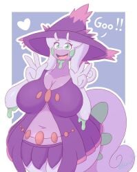 big_breasts breasts female goodra pokémon_(species) pokemon pokemon_(species) snackbunnii thick_thighs wide_hips