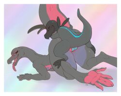 diagamon doggy_style duo from_behind_position generation_7_pokemon nintendo open_mouth penetration pokemon pokemon_(species) salandit salazzle sex tail tongue