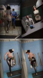 3d bethesda_softworks billyy comparison emotrashcan fallout fallout_76 nurse_cap nurse_uniform pantyhose screenshot stockings_only vault_dweller