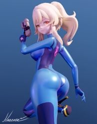 1girls 3d ass ass_focus big_ass big_breasts big_thighs blonde_hair blue_bodysuit bodysuit breasts busty cosplay female female_only genshin_impact hazeker heels high_heels holding holding_gun holding_object holding_pistol holding_weapon huge_ass huge_thighs large_ass large_thighs looking_back looking_back_at_viewer lumine_(genshin_impact) metroid platform_heels ponytail red_eyes samus_aran_(cosplay) solo solo_female thick_thighs thighs voluptuous zero_suit zero_suit_samus_(cosplay)