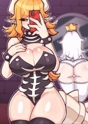 animated ass ass_clapping boosette bowsette clapping_cheeks crown dice_coffeedox draw_the_dice dry_bowsette large_ass large_breasts lingerie mario_(series) new_super_mario_bros._u_deluxe nintendo no_sound phone tagme twerking video