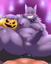 2022 2boys anus ass balls bara bara_tits barazoku big_balls big_penis bulge chubby_male cock_ring completely_nude erection foreskin gay gengar halloween hard_on hi_res highres holidays jack-o'-lantern jack_o'_lantern larger_male male male/male male_focus male_nipples male_only manly muscular_male nelldemon nintendo nipple_piercing nipples nude penis pokémon_(species) pokemon pumpkin red_eyes solo solo_male spread_legs underwear yaoi