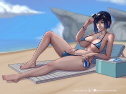 1futa animated anoneditor beach big_breasts big_penis bikini blue_hair blush blush_lines bulge_through_clothing bursting_out_of_clothing edit edited erection futa_only futanari genshin_impact laying_down lipstick necklace painted_nails panty_bulge precum precum_drip precum_string silent-fly sunglasses_on_head tight_clothing veins veins_on_dick veiny_penis yelan_(genshin_impact)