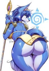 1girls anthro ass big_ass bra breasts bubble_butt clothing dat_ass fat_ass female female_only huge_ass krystal large_ass loincloth looking_at_viewer looking_back solo staff star_fox thick_ass thighs viejillox wide_hips