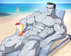 balls bara beach boner colossus erection male male_only marvel marvel_comics metallic_body muscles muscular nude penis piotr_rasputin reiner55 solo solo_male x-men