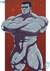 balls bara boner colossus crossed_arms erection garvan male male_only marvel marvel_comics metallic_body muscles muscular nude penis piotr_rasputin solo solo_male x-men