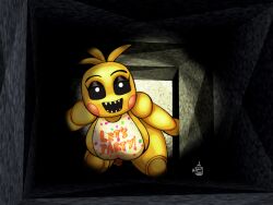 1girls animatronic bib big_breasts breasts chicken crawling dark_eyes female female_focus female_only five_nights_at_freddy's five_nights_at_freddy's_2 horror horror_(theme) pink_cheeks robot robot_girl scottgames toy_chica_(fnaf) vent waiftoon yellow_body