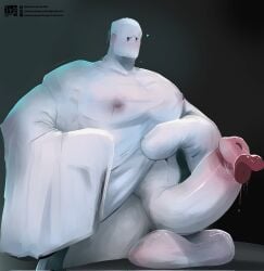 1boy 2023 balls bara barazoku big_balls big_penis erection fat_cock gay ghost ghost_boy ghost_penis halloween hard_on hi_res highres holidays huge_cock male male_focus male_only manly muscular_male penis pleasurepuppynsfw solo solo_male white_body yaoi