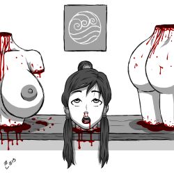 1girls affront_to_nature amputee ass avatar_legends blood blood_drip blood_from_mouth breasts corpse dead dead_body death decapitation dismembered dismemberment ele empty_eyes female female_death gore guro korra large_breasts long_hair nipples open_mouth quadruple_amputee severed_head severed_torso snuff solo the_avatar the_legend_of_korra water_tribe