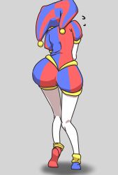 1girls 2023 2d 2d_(artwork) 2d_artwork artist_request ass ass_focus back_view big_ass brown_hair female female_only glitch_productions gooseworx jester jester_cap jester_costume jester_girl jester_hat jester_outfit pomni pomni_(the_amazing_digital_circus) short_hair solo solo_female the_amazing_digital_circus thighs white_body