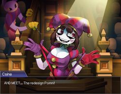 2023 2d 2d_(artwork) 2d_artwork big_breasts breasts clothed female glitch_productions gooseworx jax_(the_amazing_digital_circus) jester jester_cap jester_costume jester_girl jester_hat jester_outfit pomni pomni_(the_amazing_digital_circus) the_amazing_digital_circus