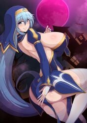 1girls aqua_(konosuba) ass blue_hair breasts female goddess halloween huge_breasts kono_subarashii_sekai_ni_shukufuku_wo! large_ass long_hair nun nun's_habit nun_outfit ponpo