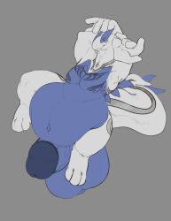 anthro balls belly big_balls big_belly big_penis chest_tattoo generation_2_pokemon genitals hands_behind_head hi_res huge_balls huge_cock hyper hyper_balls hyper_genitalia hyper_penis kahrugia kahrugia_(artist) legendary_pokemon looking_at_viewer lugia male muscular muscular_anthro muscular_male nintendo overweight overweight_male penis pokemon pokemon_(species) smile solo tail tattoo thick_penis thick_tail thick_thighs