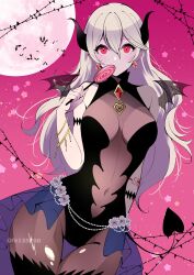 1girls alternate_costume breasts corrin_(fire_emblem) corrin_(fire_emblem)_(female) fe135700 female female_only fire_emblem fire_emblem_fates grey_hair halloween halloween_costume horns lollipop looking_at_viewer medium_breasts nintendo red_eyes solo succubus succubus_horns succubus_tail succubus_wings tail thigh_gap thighs wings