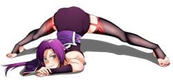 1girls ass ass_up butt clothed eleven_(scissor_seven) feet female foot_fetish jack-o_pose legs looking_at_viewer mole mole_under_eye numbery pose posing purple_hair red_nails scissor_seven smile stirrup_legwear stockings thighs toenail_polish white_background