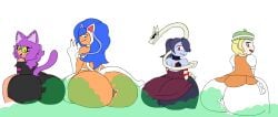 4girls ass between_cheeks bianca_(pokemon) brap clothing darasuke darkstalkers drawafuan fard fart fart_fetish farting farts felicia_(darkstalkers) fetish gassy oc person_in_ass pokemon skullgirls squigly