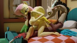 1boy 1girls 3d 3d_(artwork) animal_genitalia animal_penis anthro anthro_on_anthro balls breasts chimera cunnilingus discord_(mlp) draconequus duo equid equine equine_genitalia equine_penis female fingering fluttershy_(mlp) friendship_is_magic hasbro horsecock male mammal my_little_pony oral paizuri pegasus penis pussy sex shadart source_filmmaker wings