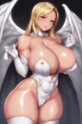 1girls ai_generated blonde_hair breasts curvaceous curvy female holaraai huge_ass huge_breasts mature_female original original_character valentxne white_wings