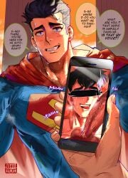 barayot big_penis cellphone clark_kent clark_kent_(my_adventures_with_superman) dc english_text gay male male_only my_adventures_with_superman phone photo speech_bubble superman superman_(series) text yaoi