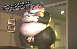 1boy 3d balls belly belly_button chubby dialogue english_text fat fat_man huge_ass male male_only moobs mrrainbow nintendo nipples no_humans obese obese_male oc penis pokemon pokemon_(species) snorlax solo source_filmmaker tagme text