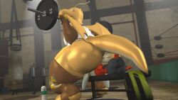 3d ass clothing dragonite facesitting moobs mrrainbow nintendo no_humans pokemon pokemon_(species) raboot tagme working_out