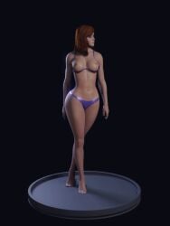 1girls 3d 3d_model alternate_version_available barbara_gordon barbara_gordon_(gotham_knights) batman_(series) bikini bikini_aside breasts dc dc_comics female female_only gotham_knights medium_breasts model nipples red_hair solo youngiesed