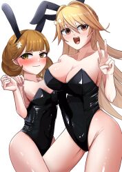 2girls actancyaga bunnysuit duel_monster exosister_elis exosister_stella exosisters nun yu-gi-oh!