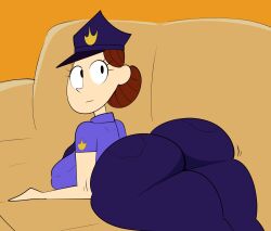 ass_focus backboob big_ass big_breasts bingusbongosss bra_visible_through_clothes clothed female female_only foster's_home_for_imaginary_friends huge_ass officer_jones police policewoman