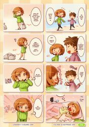 artist_request brown_hair comic dream english_text green_sweater large_breasts nikki_(swapnote) page_6 sweater