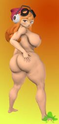 1girls 3d 3d_(artwork) barefoot completely_nude completely_nude_female feet female female_only full_body huge_ass huge_breasts human_meggy kennythebobcat meggy_spletzer naked naked_female nude nude_female orange_background smg4 solo solo_female toes