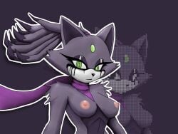 big_breasts black_nose blaze.rar blaze_the_cat bleeding_eyes cat_ears eyelashes eyelids eyeliner female female_only fluffy forehead_jewel furry furry_only green_eyes hairband missdotrar naked neutral_expression nipples pink_nipples purple_body purple_fur scarf scarf_only sonic.exe sonic.exe_(series) sonic_(series) sonic_the_hedgehog_(series) stern_expression thin thin_female thin_waist tied_hair