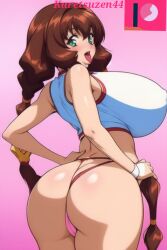 ahe_gao ai_generated brown_hair green_eyes huge_ass huge_breasts nonohara_marin soreyuke_marine-chan