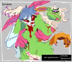 anthro bite bite_mark biting_another blood bodily_fluids dijon_(guncht) duo eeveelution english_text female generation_1_pokemon generation_6_pokemon genitals guncht jolteon masochism nintendo pokemon pokemon_(species) pussy shiny_pokemon sylveon text